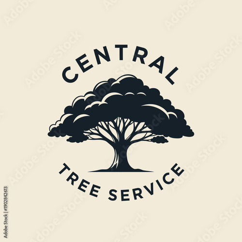 Central Tree Service Logo with a Large, Mature Tree Silhouette.
