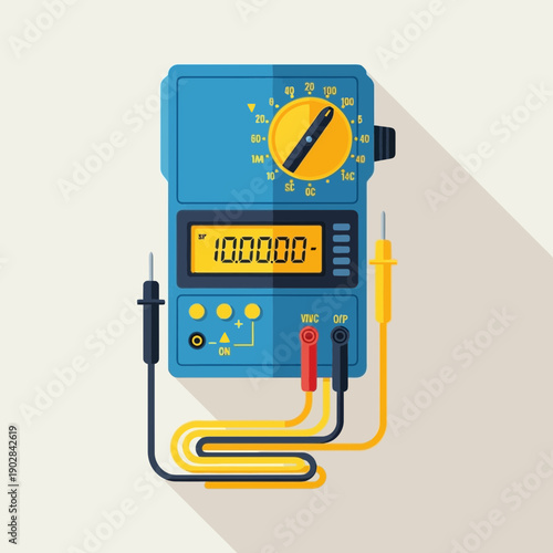 Digital Multimeter with Probes and Display