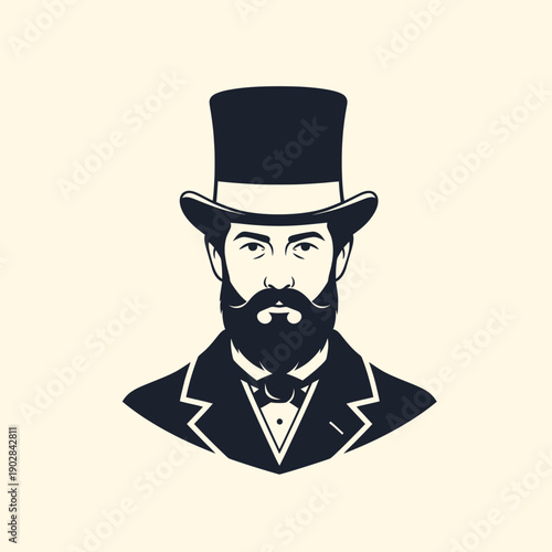 Elegant Gentleman with Top Hat and Beard.