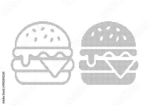 Black and white dotted hamburger with positive and negative inner shapes dots