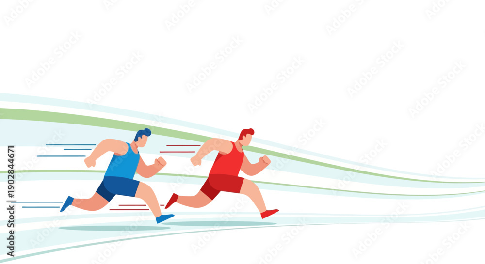 Obraz premium Dynamic Running Race with Two Athletes in Motion