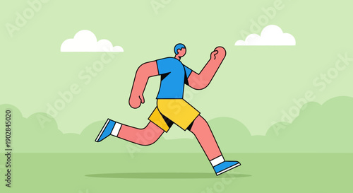 Dynamic Illustration of a Person Running Outdoors