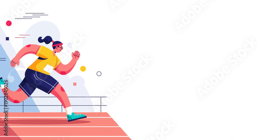 Dynamic Runner in Athletic Race with Vibrant Color Palette