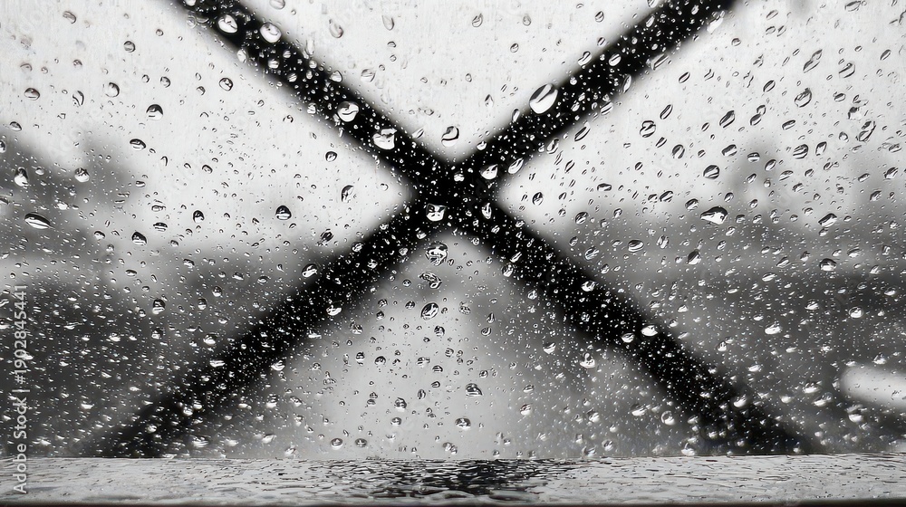 custom made wallpaper toronto digitalRaindrops on Glass with Black Cross Structure in Blurred Gray White Background Weather View Sadness and Texture and Pattern Close Up Detailed View