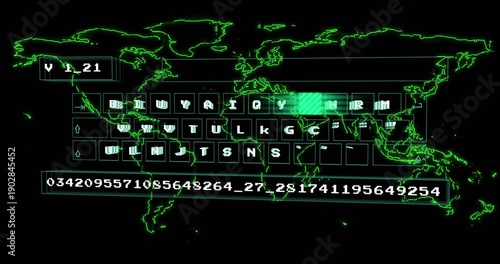 HUD showing map glow causing keys scanning, pausing Guinea, moving Asia, updating progress for data