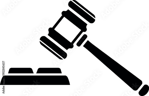 Black silhouette of a judge gavel and sound block