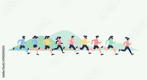 Group of People Running Outdoors in Running Event