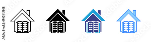 Homeschooling icon set multiple style collection