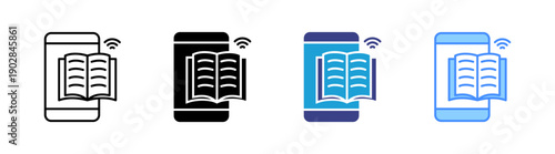Mobile Library icon set multiple style collection