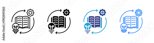 Blended Learning icon set multiple style collection