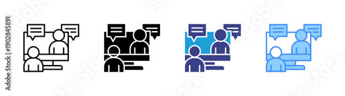 Online Discussion icon set multiple style collection