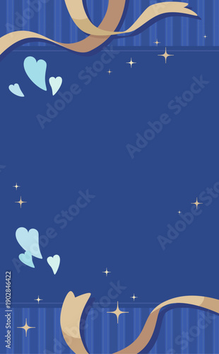 ホワイトデーフレーム_リボンとストライプ_文字なし_縦