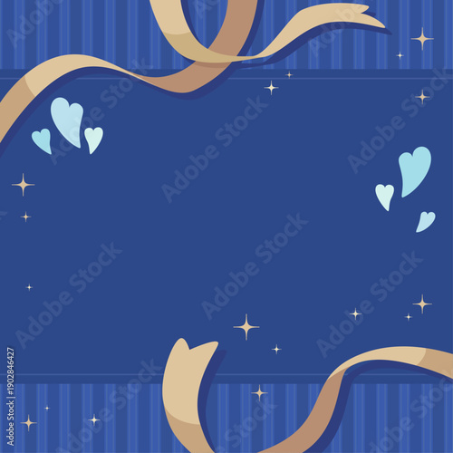 ホワイトデーフレーム_リボンとストライプ_文字なし_正方形