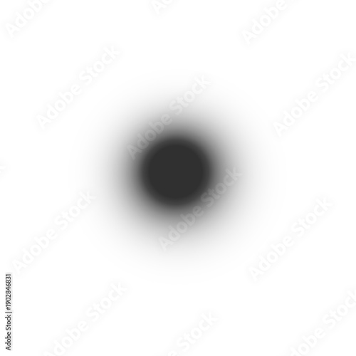 Abstract black blurred circle on white background. Soft dark round shape with gradient edges. Minimalist artistic design element for graphic projects.
