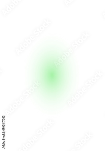Abstract green glowing light spot on white background with soft blur effect and radial gradient for graphic design and digital art