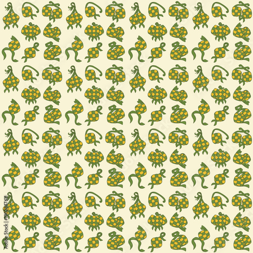 Ketupat Seamless Pattern for Eid al-Fitr Ramadan Background