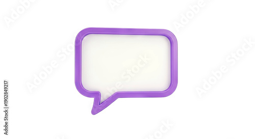 Purple Speech Bubble on White Background