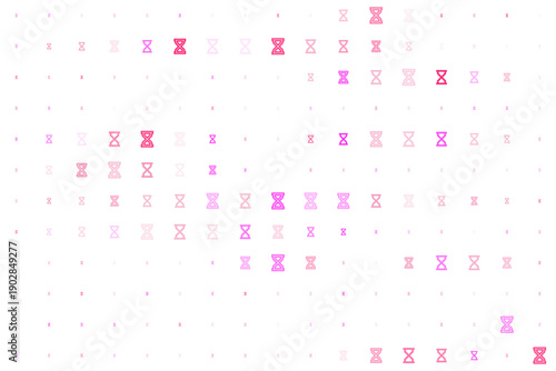 Abstract Pink Hourglass Pattern Background with Various Sizes and Opacities of Sand Timers on White Surface