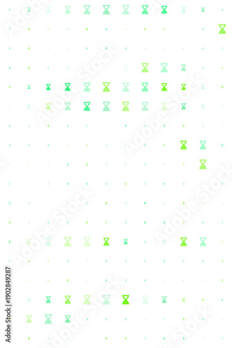 Abstract pattern of green hourglass icons on a white background representing time management and deadlines in a minimalist digital style
