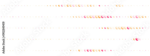 Abstract background with rows of colorful crescent moon and dot patterns in pink and orange tones on a white backdrop