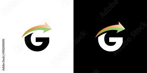 Modern Letter mark Logo with Upward Gradient Arrow for Growth