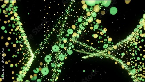 Abstract background animation of dynamic particles and glowing bokeh effects