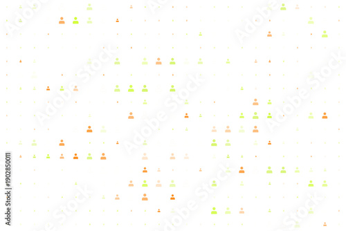 Abstract pattern of colorful human icons on a white background representing social networking and community connection in a digital world