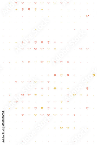 Abstract Pattern of Colorful Wi-Fi Symbols and Dots on a White Background Representing Wireless Connectivity and Digital Communication Technology
