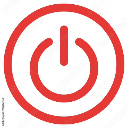 Flat Colored Power Button Icon for Mobile System Interface