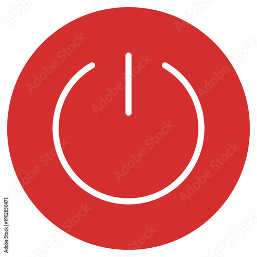 Flat Colored Power Button Icon for Mobile System Interface