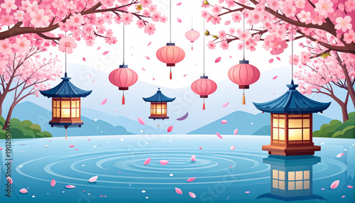 Cherry Blossom Rain Vector