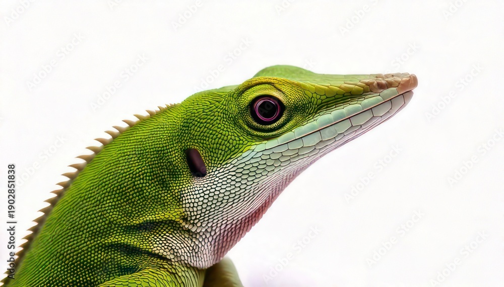 Fototapeta premium Close-up of a Green Anole Lizard Head with Detailed Scales.