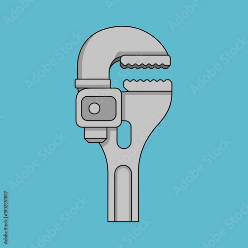 Adjustable pipe wrench illustration