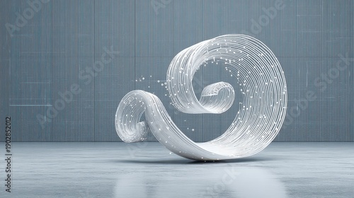 Wallpaper Mural Abstract White and Gray Curvilinear Structure Made of Cubes on a Blue Striped Background Torontodigital.ca