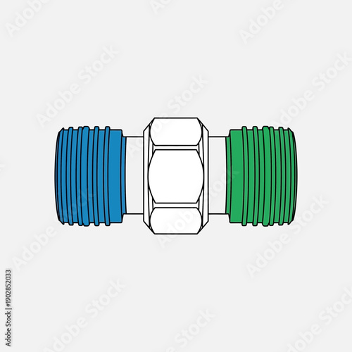Plumbing Connector with Blue and Green Ends