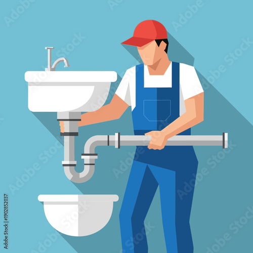 Plumber Fixing Sink Pipes