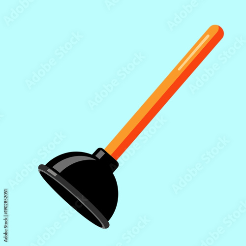 Plunger Tool Isolated on Blue Background