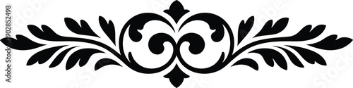 Elegant black scrollwork ornament with inward curves, perfectly symmetrical on a clean white background