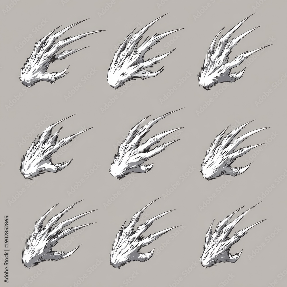 Fototapeta premium Fantasy creature hand sketch on grey concept art, illustration