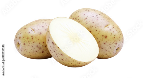 Potatoes with one cut in half