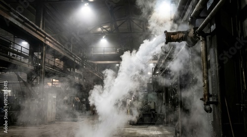 Heavy Industrial Facility Steam Discharge Pipe Factory Pollution