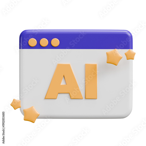 3D Icon of AI Artificial Intelligence in Browser Window