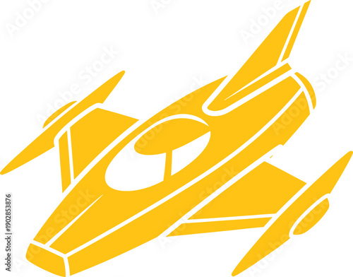 Futuristic Yellow Spaceship with Bold Lines and Dynamic Angles