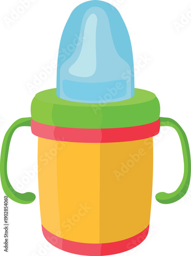 Baby bottle cartoon icon. Infant kid care