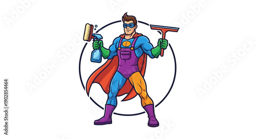 Dynamic Character in Colorful Costume, Graphic Illustration, Fun Environment, Energetic Viewpoint