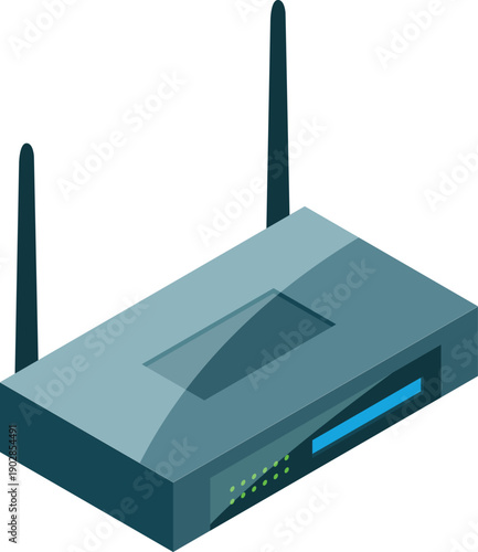 Internet router isometric icon. Wireless hotspot network