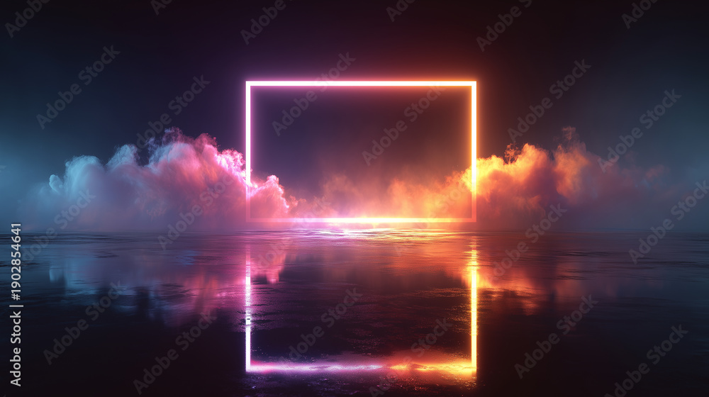 Naklejka premium Futuristic Neon Rectangle Frame