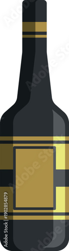 Red wine bottle color icon. Lifestyle symbol