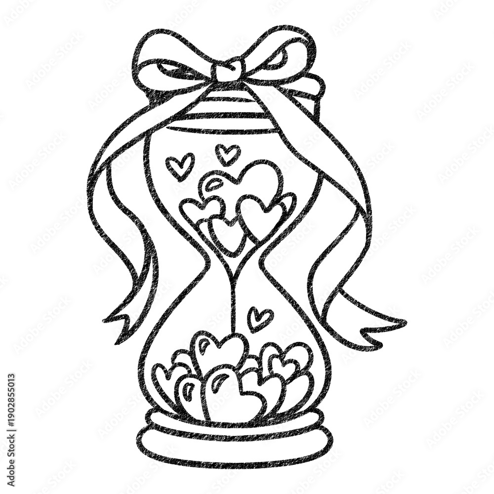 Obraz premium Heart Timer Charcoal Textured Line Art Illustration
