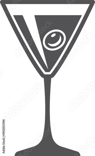 Martini glass symbol. Cocktail drink black icon